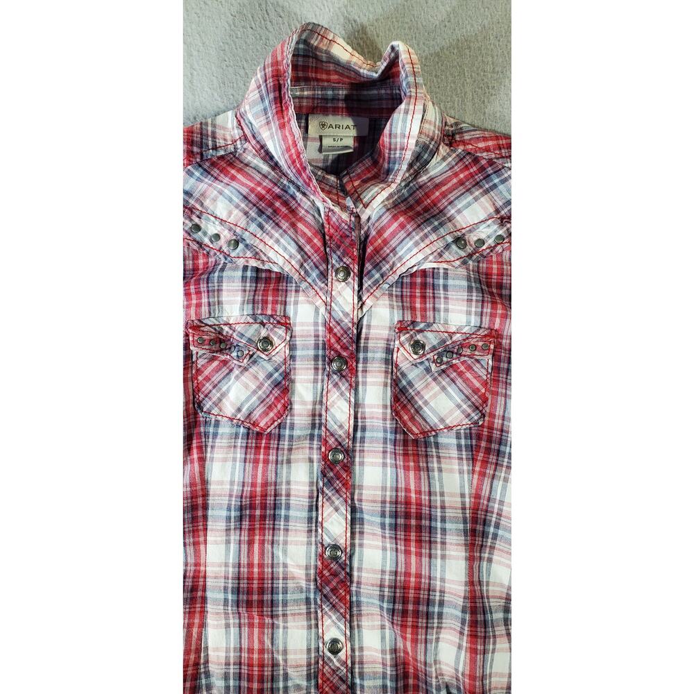 Ariat Women’s Plaid Western Shirt Small Pearl Snap Rodeo Cowgirl festival - Picture 6 of 10